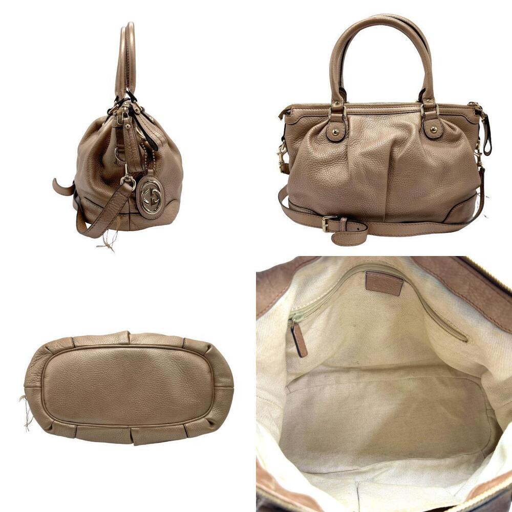 Gucci brown metallic shoulder bag leather handbag